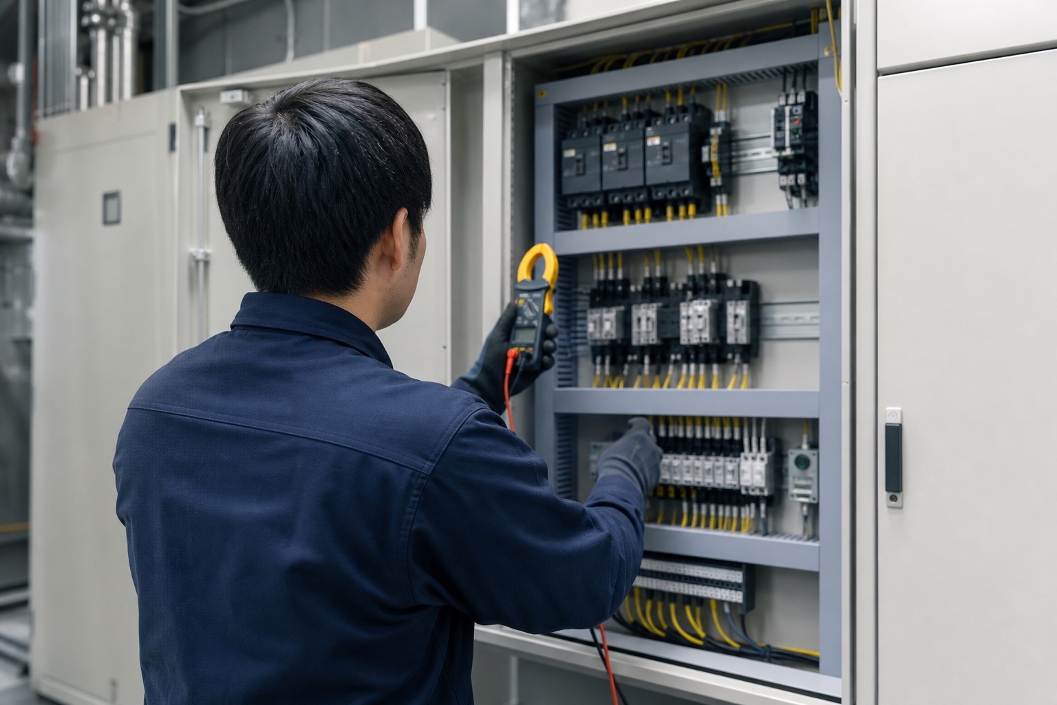 法人施設で設備を点検する作業者のイメージ